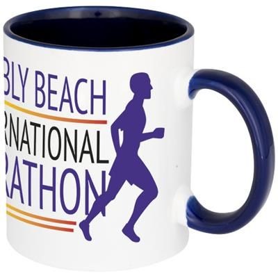 Branded Promotional PIX 330 ML CERAMIC POTTERY SUBLIMATION COLOUR POP MUG in Blue Mug From Concept Incentives.
