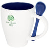 Branded Promotional NADU 250 ML CERAMIC POTTERY MUG with Spoon in Blue Mug From Concept Incentives.