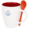 Branded Promotional NADU 250 ML CERAMIC POTTERY MUG with Spoon in Red Mug From Concept Incentives.
