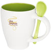 Branded Promotional NADU 250 ML CERAMIC POTTERY MUG with Spoon in Green Mug From Concept Incentives.