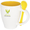 Branded Promotional NADU 250 ML CERAMIC POTTERY MUG with Spoon in Yellow Mug From Concept Incentives.