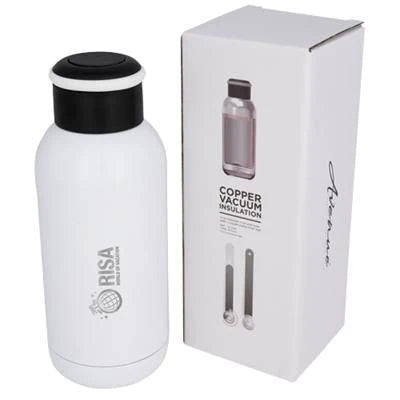 Branded Promotional COPA 350 ML MINI COPPER VACUUM THERMAL INSULATED BOTTLE in Black Solid Travel Mug From Concept Incentives.