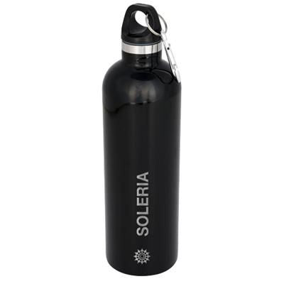 Branded Promotional ATLANTIC 530 ML VACUUM THERMAL INSULATED BOTTLE in Black Solid Travel Mug From Concept Incentives.