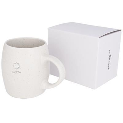 Branded Promotional STONE 590 ML CERAMIC POTTERY MUG in White Solid Mug From Concept Incentives.