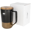 Branded Promotional TAHOE 470 ML CERAMIC POTTERY MUG with Wood Lid in Black Solid Mug From Concept Incentives.