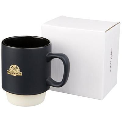 Branded Promotional ARTHUR 420 ML CERAMIC POTTERY MUG in Black Solid Mug From Concept Incentives.