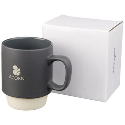 Branded Promotional ARTHUR 420 ML CERAMIC POTTERY MUG in Grey Mug From Concept Incentives.