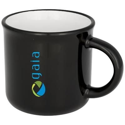 Branded Promotional LAKEVIEW 310 ML CERAMIC POTTERY MUG in Black Solid Mug From Concept Incentives.