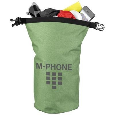 Branded Promotional TRAVELLER 5 LITRE HEATHERED WATERPROOF BAG in Heather Green Bag From Concept Incentives.