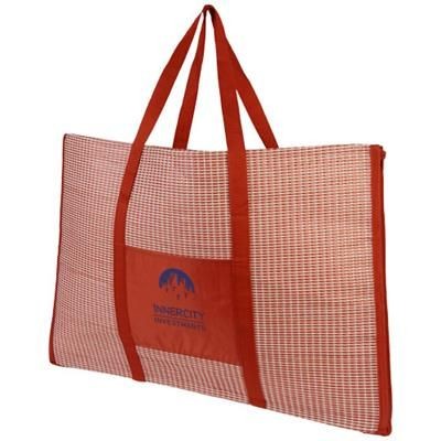 Branded Promotional BONBINI FOLDING BEACH TOTE AND MAT in Red Beach Bag From Concept Incentives.