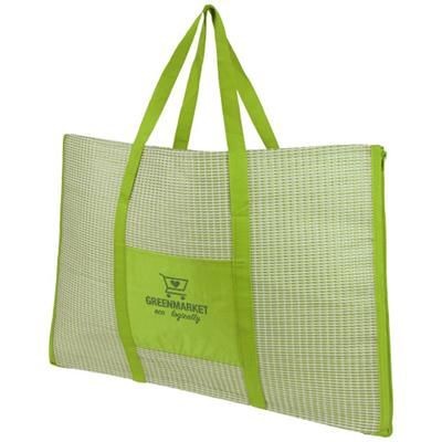 Branded Promotional BONBINI FOLDING BEACH TOTE AND MAT in Lime Beach Bag From Concept Incentives.