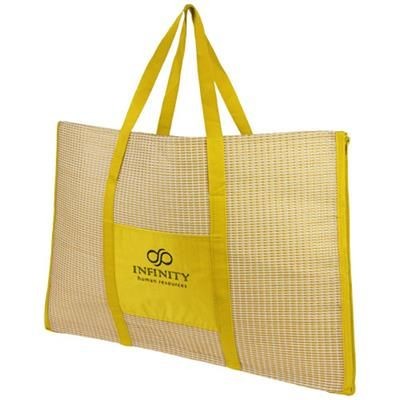 Branded Promotional BONBINI FOLDING BEACH TOTE AND MAT in Yellow Beach Bag From Concept Incentives.
