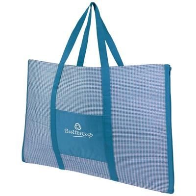 Branded Promotional BONBINI FOLDING BEACH TOTE AND MAT in Process Blue Beach Bag From Concept Incentives.
