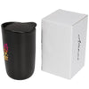 Branded Promotional MYSA 410 ML DOUBLE-WALLED CERAMIC POTTERY TUMBLER in Black Solid Mug From Concept Incentives.