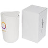 Branded Promotional MYSA 410 ML DOUBLE-WALLED CERAMIC POTTERY TUMBLER in White Solid Mug From Concept Incentives.