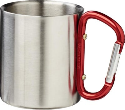 Branded Promotional ALPS 200 ML VACUUM THERMAL INSULATED MUG with Carabiner in Silver Mug From Concept Incentives.
