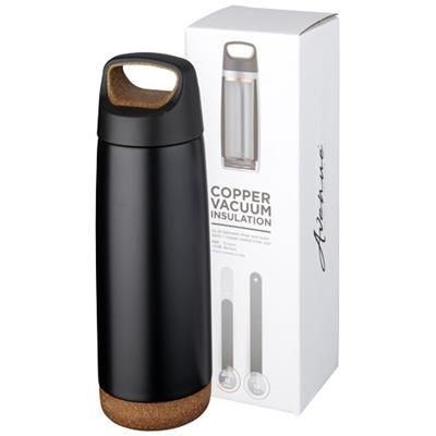 Branded Promotional VALHALLA 600 ML COPPER VACUUM THERMAL INSULATED SPORTS BOTTLE in Black Solid Sports Drink Bottle From Concept Incentives.