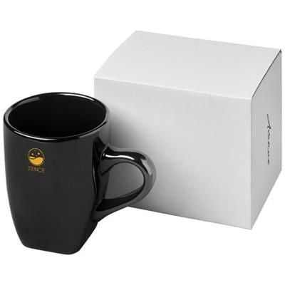 Branded Promotional COSMIC 360 ML CERAMIC POTTERY MUG in Black Solid Mug From Concept Incentives.