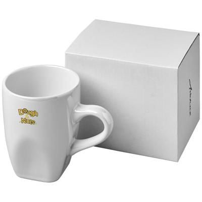 Branded Promotional COSMIC 360 ML CERAMIC POTTERY MUG in White Solid Mug From Concept Incentives.