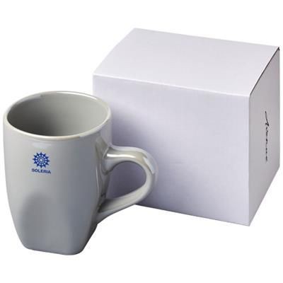 Branded Promotional COSMIC 360 ML CERAMIC POTTERY MUG in Grey Mug From Concept Incentives.