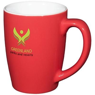 Branded Promotional MENDI 350 ML CERAMIC POTTERY MUG in Red Mug From Concept Incentives.