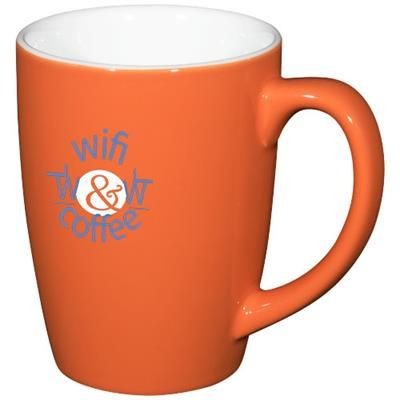 Branded Promotional MENDI 350 ML CERAMIC POTTERY MUG in Orange Mug From Concept Incentives.