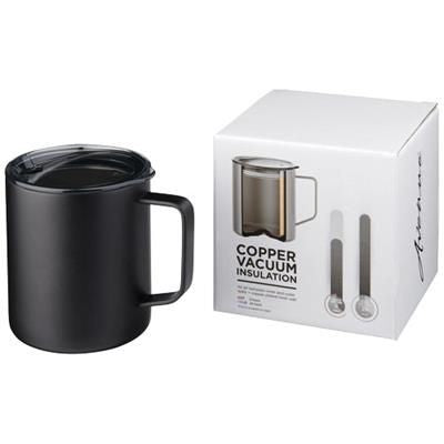 Branded Promotional ROVER 420 ML COPPER VACUUM THERMAL INSULATED MUG in Black Solid Sports Drink Bottle From Concept Incentives.