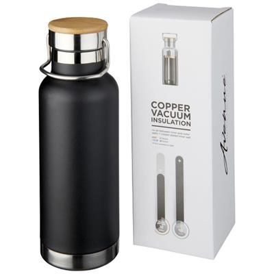 Branded Promotional THOR 480 ML COPPER VACUUM THERMAL INSULATED SPORTS BOTTLE in Black Solid Sports Drink Bottle From Concept Incentives.