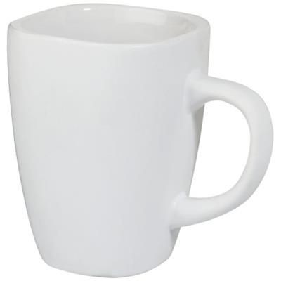 Branded Promotional FOLSOM 350 ML CERAMIC POTTERY MUG in White Solid Mug From Concept Incentives.