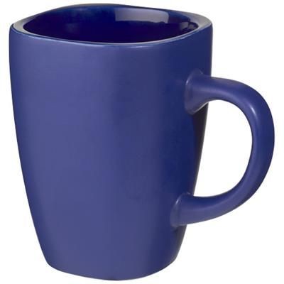 Branded Promotional FOLSOM 350 ML CERAMIC POTTERY MUG in Blue Mug From Concept Incentives.