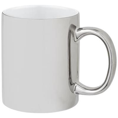 Branded Promotional GLEAM 350 ML CERAMIC POTTERY MUG in Silver Mug From Concept Incentives.