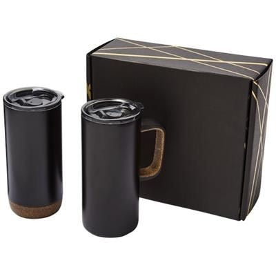 Branded Promotional VALHALLA MUG AND TUMBLER COPPER VACUUM GIFT SET in White Solid Sports Drink Bottle From Concept Incentives.