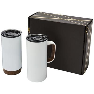 Branded Promotional VALHALLA MUG AND TUMBLER COPPER VACUUM GIFT SET in White Solid Sports Drink Bottle From Concept Incentives.
