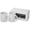 Branded Promotional CERAMIC MUG 2-PIECES GIFT SET in White Solid Mug From Concept Incentives.