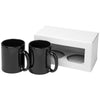 Branded Promotional CERAMIC MUG 2-PIECES GIFT SET in Black Solid Mug From Concept Incentives.