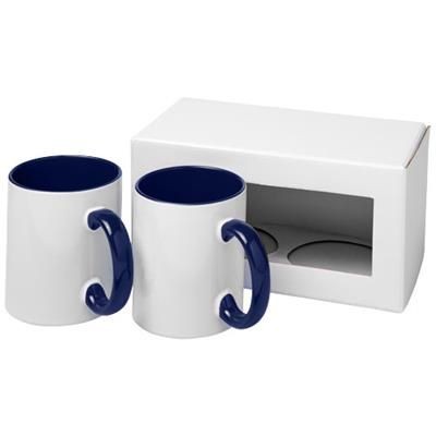Branded Promotional CERAMIC SUBLIMATION MUG 2-PIECES GIFT SET in Blue Mug From Concept Incentives.