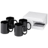 Branded Promotional CERAMIC MUG 4-PIECES GIFT SET in Black Solid Mug From Concept Incentives.