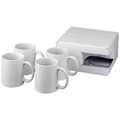 Branded Promotional CERAMIC SUBLIMATION MUG 4-PIECES GIFT SET in White Solid Mug From Concept Incentives.