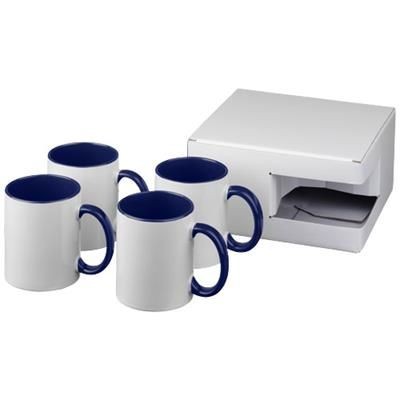 Branded Promotional CERAMIC SUBLIMATION MUG 4-PIECES GIFT SET in Blue Mug From Concept Incentives.