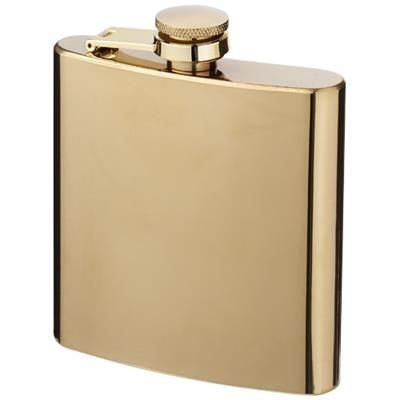 Branded Promotional ELIXER 175 ML HIP FLASK in Black Solid  From Concept Incentives.