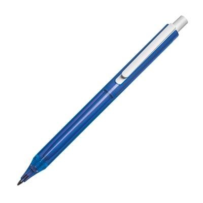 Branded Promotional CLEAR TRANSPARENT PLASTIC BALL PEN in Blue Pen From Concept Incentives.