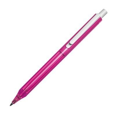 Branded Promotional CLEAR TRANSPARENT PLASTIC BALL PEN in Pink Pen From Concept Incentives.