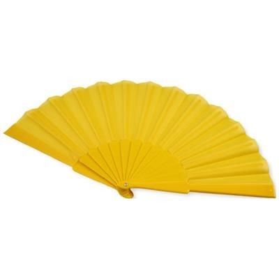 Branded Promotional MAESTRAL FOLDING HANDFAN in Paper Box in Yellow Technology From Concept Incentives.