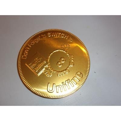 Branded Promotional 100MM BELGIAN CHOCOLATE COIN Chocolate From Concept Incentives.