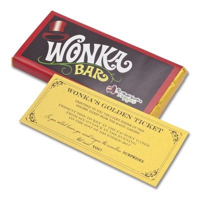 Branded Promotional GOLDEN TICKET PERSONALISED CHOCOLATE BAR in Milk or Dark High Quality Chocolate Chocolate From Concept Incentives.