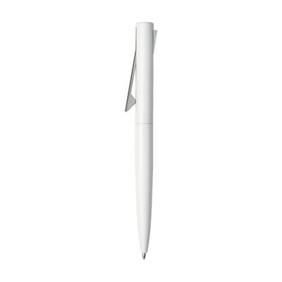 Branded Promotional CLICK BALL PEN GLOSS FINISH in White & Silver Pen From Concept Incentives.