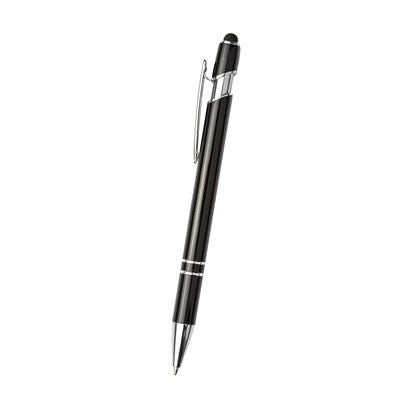 Branded Promotional SATIN STYLUS BALL PEN in Black-silver Pen From Concept Incentives.