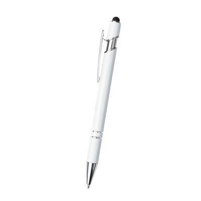 Branded Promotional SATIN STYLUS BALL PEN in White-silver Pen From Concept Incentives.