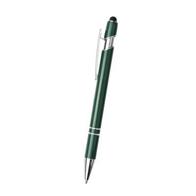 Branded Promotional SATIN STYLUS BALL PEN in Green-silver Pen From Concept Incentives.