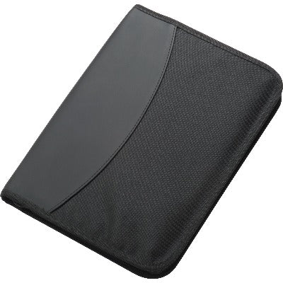Branded Promotional PANAMA A4 ZIP CONFERENCE FOLDER in Black Conference Folder From Concept Incentives.